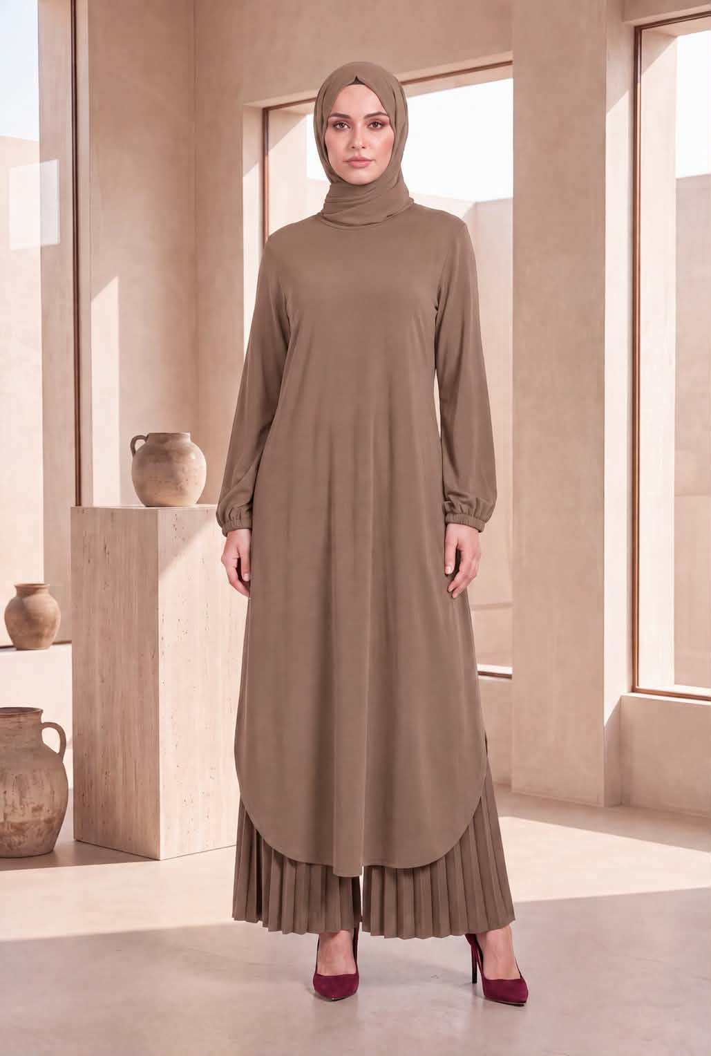 Fluid Pleated Tunic Set
