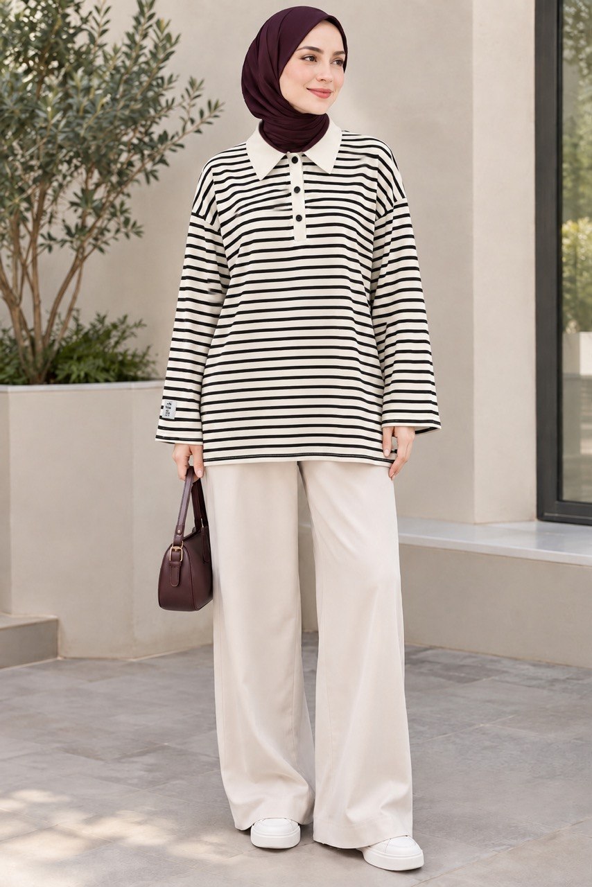 Casual Stripe Drop-Shoulder Top