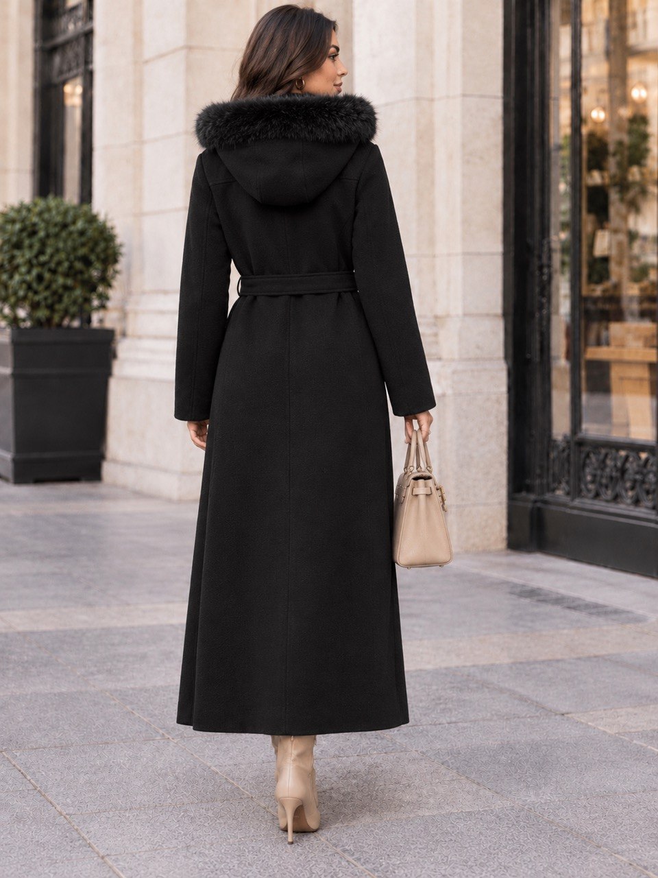 Elegance Belted Detachable Hooded Coat with 3 Colors