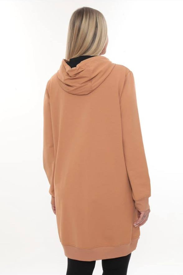 sweatshirt decontracte a capuche ,cordon de serrage et zip