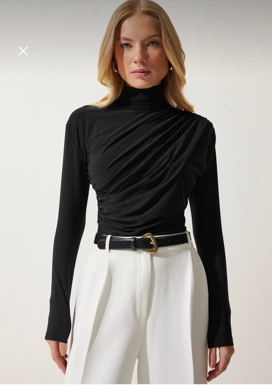 Elegant Asymmetric Turtleneck Top 