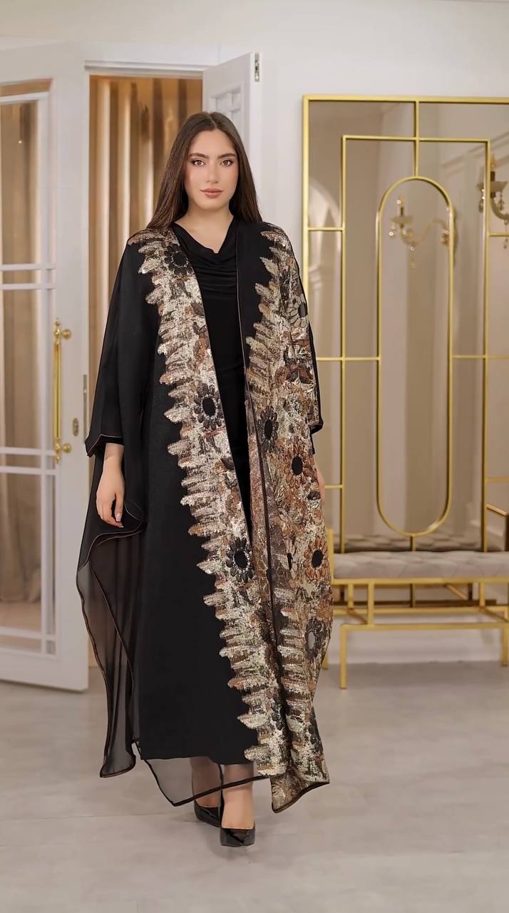Amazing Embroidered Black Kimono /Abaya ( Outer Piece onlyy )