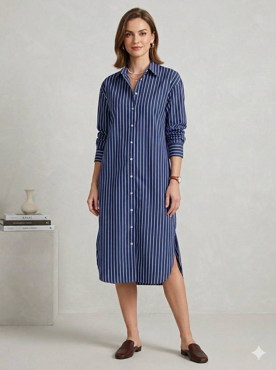 Relaxes Striped Tunic Dress