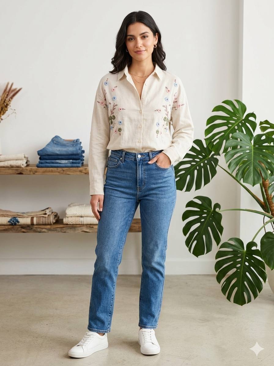 Over Sized Shirt with Floral Details