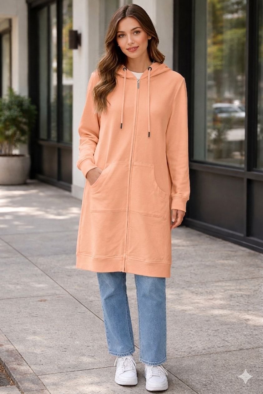 Longline Zip-Up Hoodie