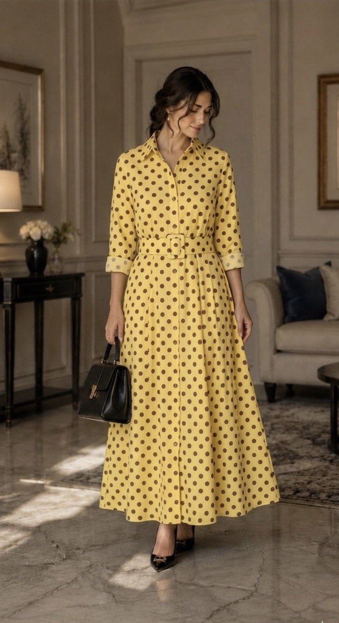 Dot Midi Shirt Dress