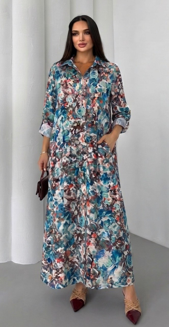 The Watercolor Blooms Maxi Dress