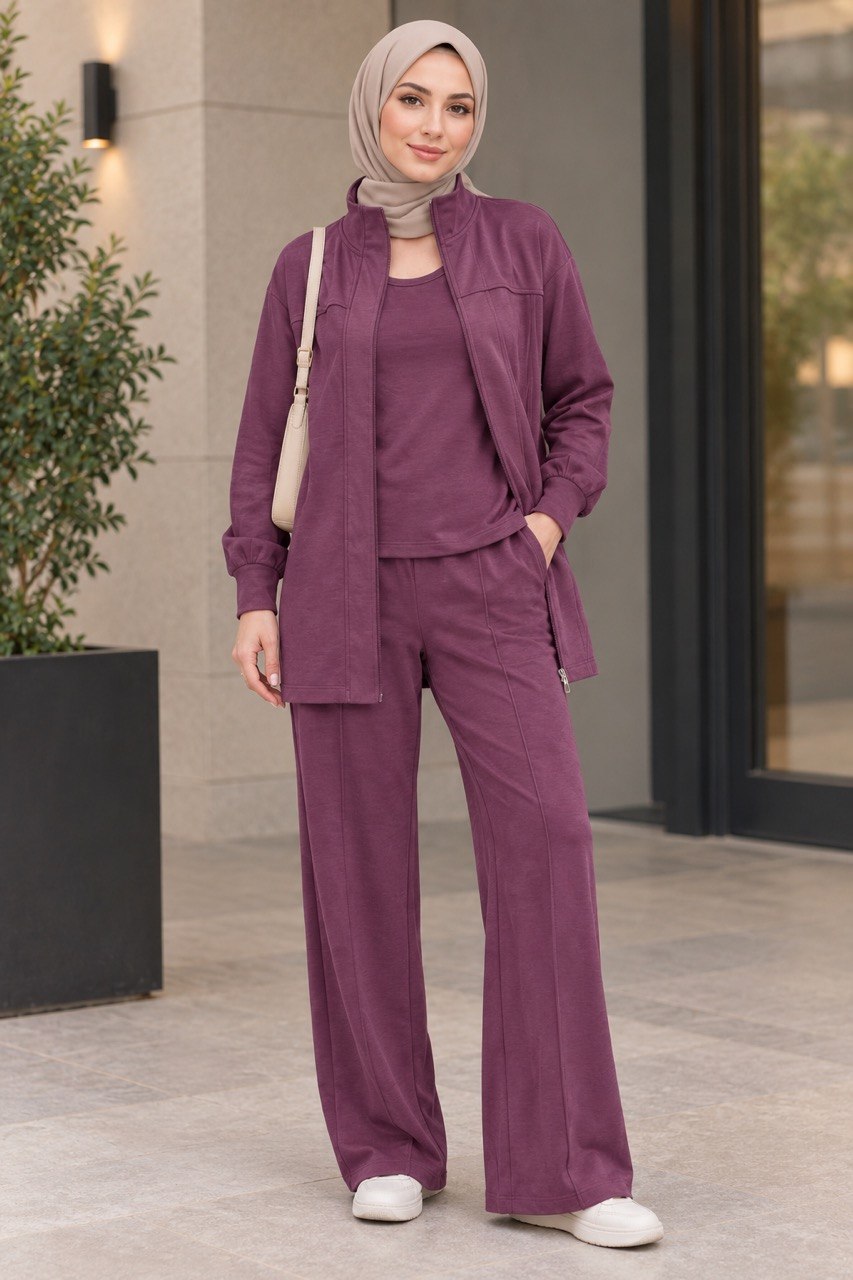 Activewear 3-Pieces Hidden-Zip Tracksuit