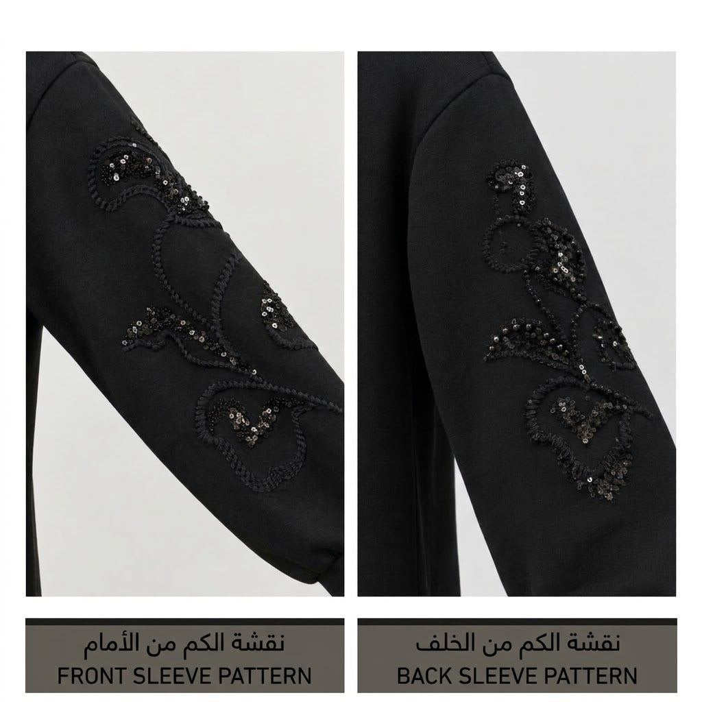 Luxury Floral Embroidered Black Tunic