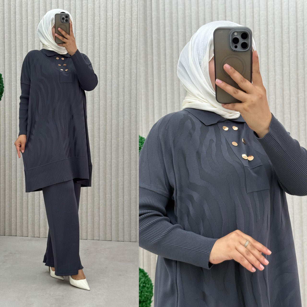 sweat shirt elegant avec boutons  et pentalon