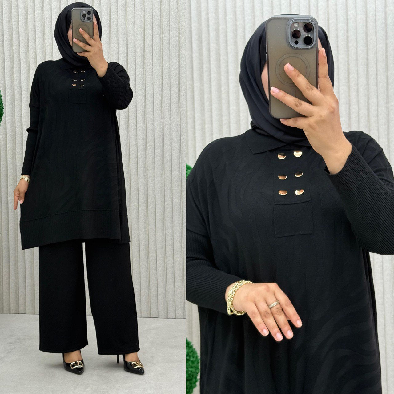 sweat shirt elegant avec boutons  et pentalon