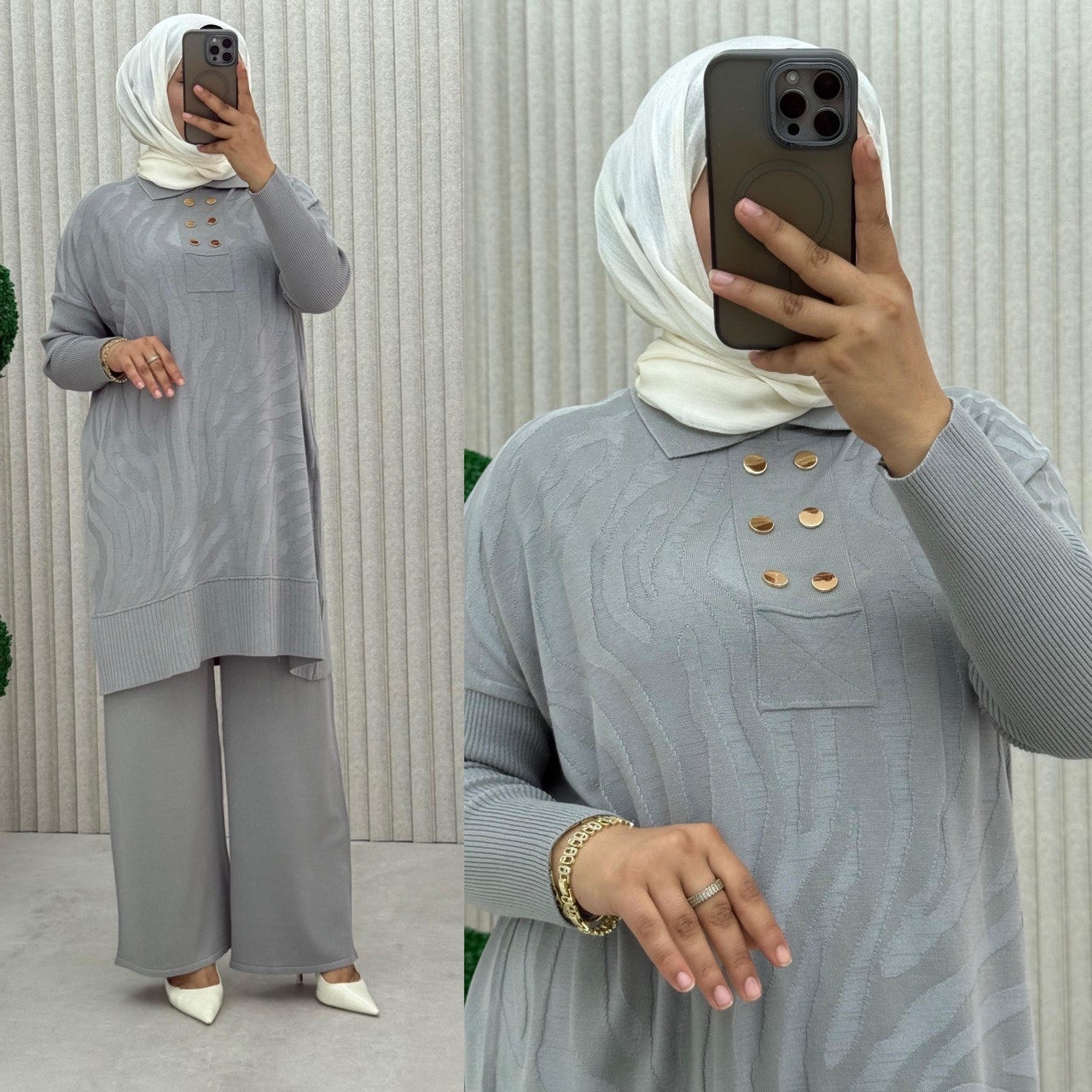 sweat shirt elegant avec boutons  et pentalon