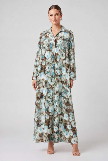 The Watercolor Blooms Maxi Dress