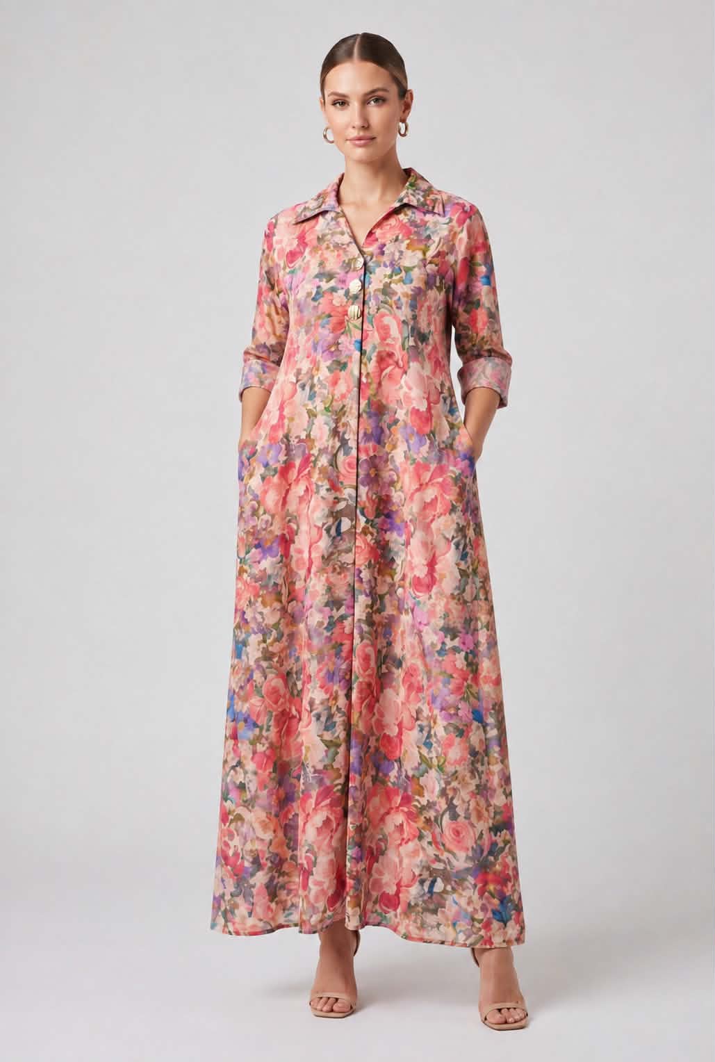 The Watercolor Blooms Maxi Dress