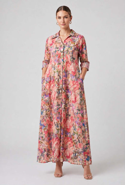 The Watercolor Blooms Maxi Dress