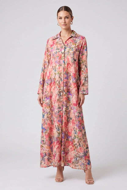 The Watercolor Blooms Maxi Dress
