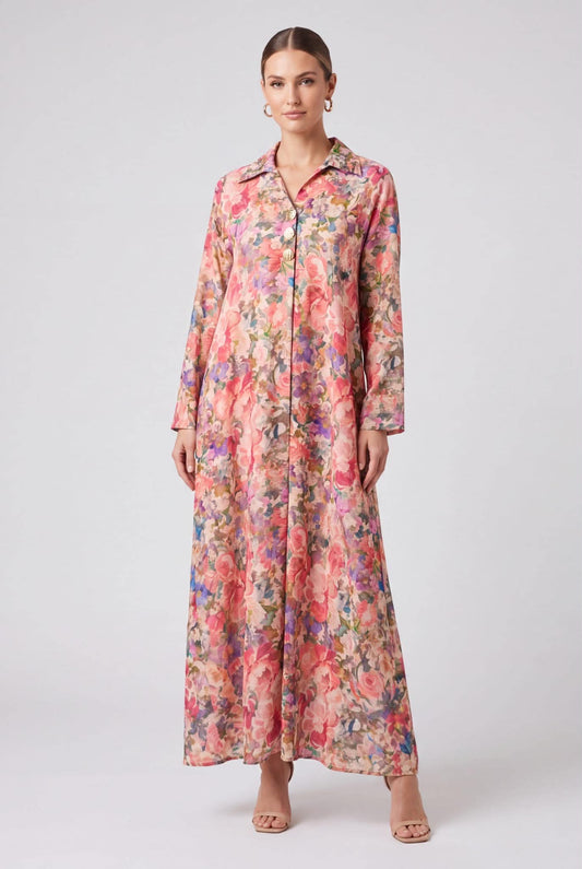 The Watercolor Blooms Maxi Dress