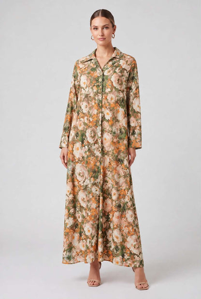 The Watercolor Blooms Maxi Dress