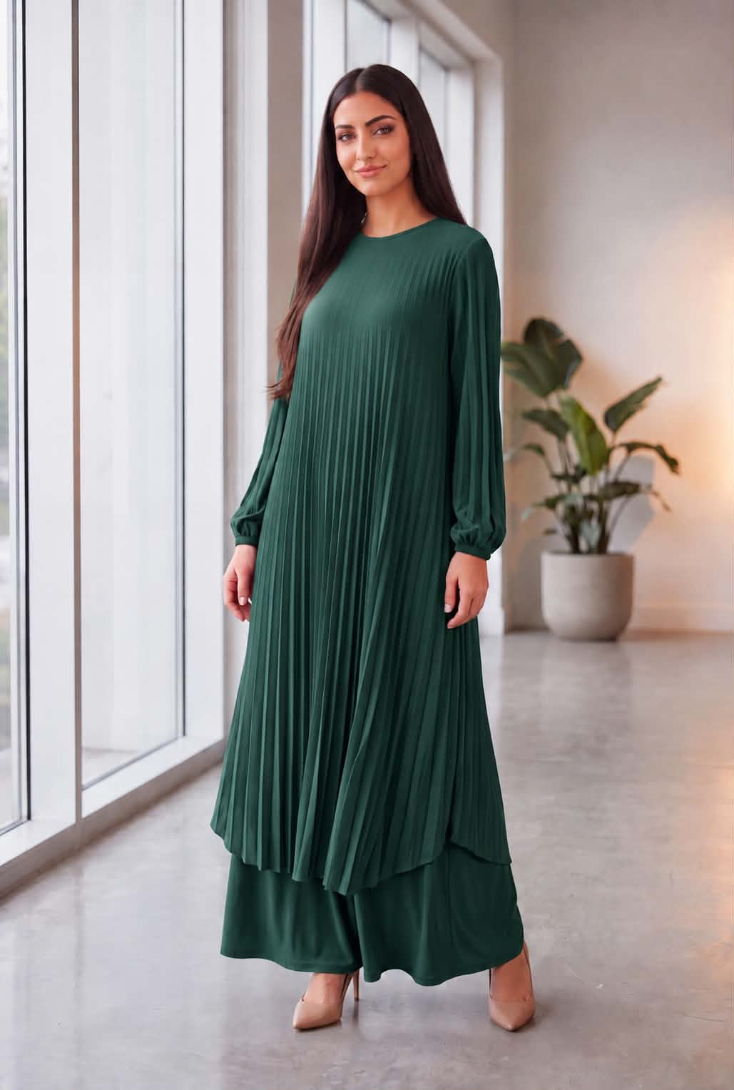 Modest flowy Two-Piece Casual Skirt Set