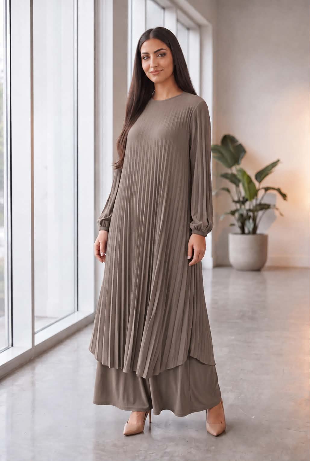 Modest flowy Two-Piece Casual Skirt Set