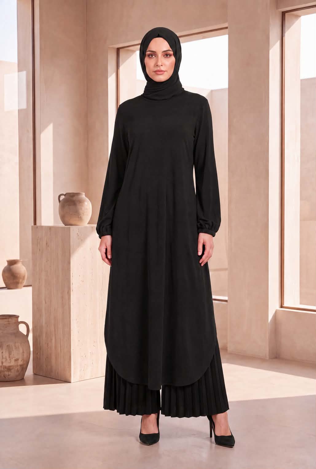 Fluid Pleated Tunic Set