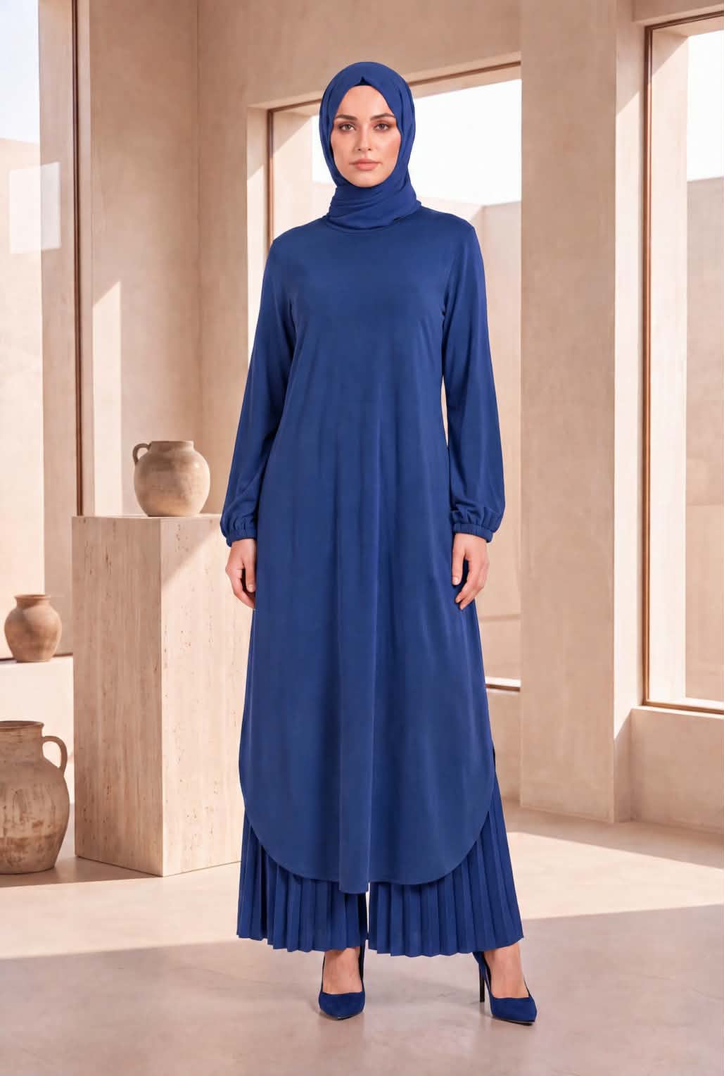 Fluid Pleated Tunic Set
