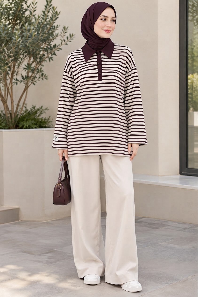 Casual Stripe Drop-Shoulder Top