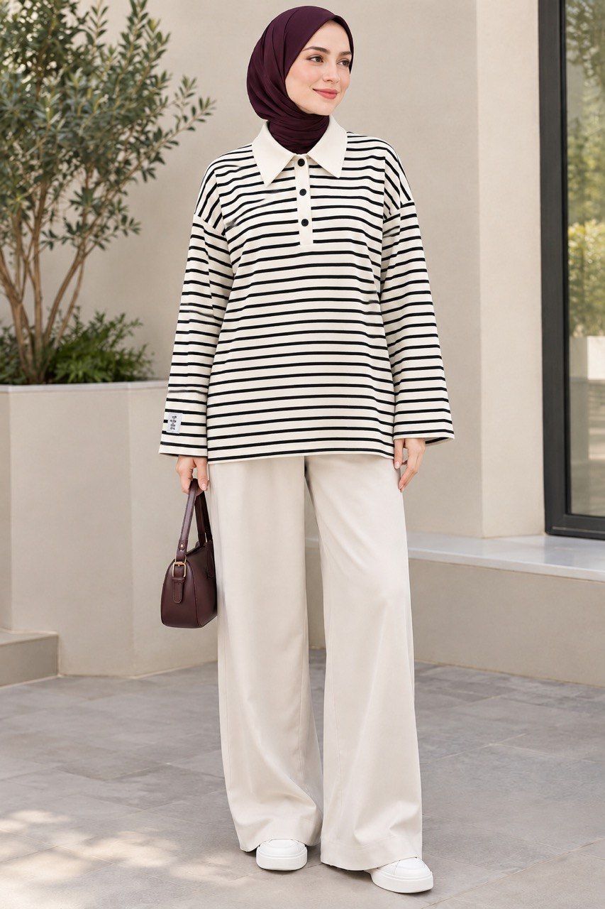 Casual Stripe Drop-Shoulder Top