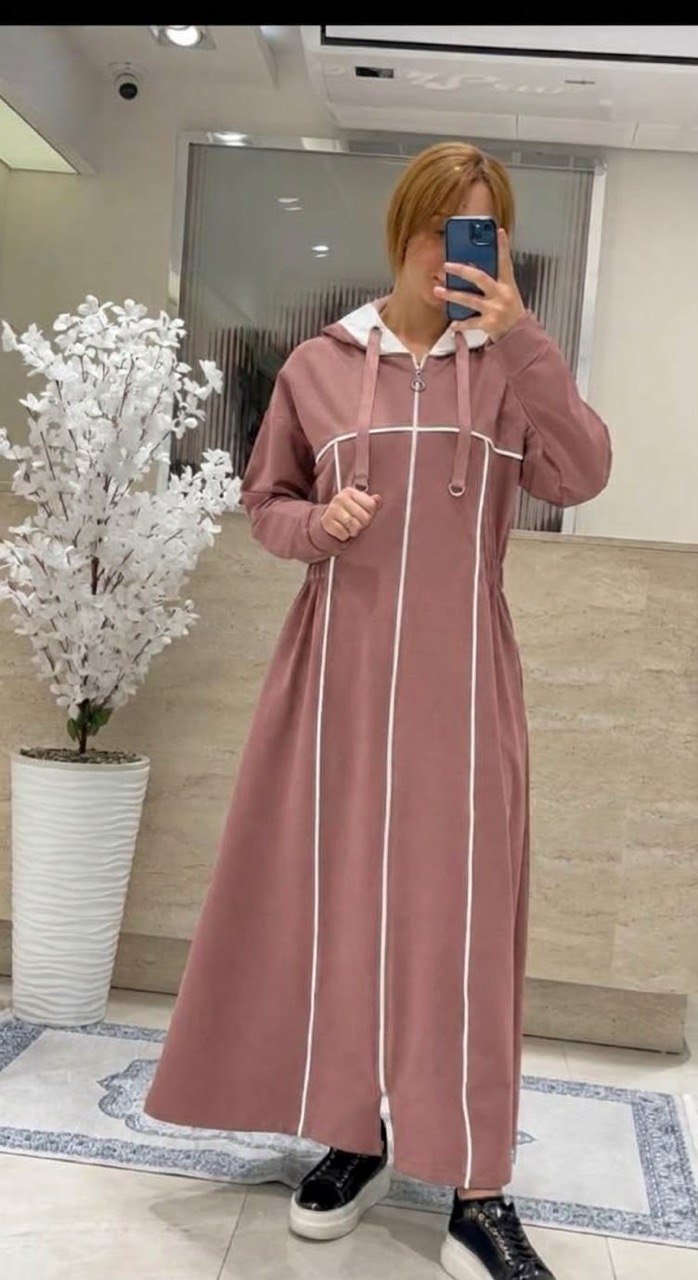 Full-Zip Hooded Cotton Dress