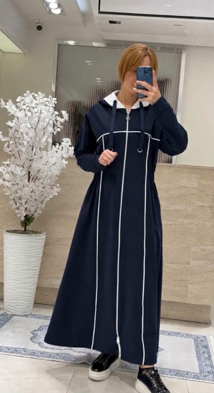 Full-Zip Hooded Cotton Dress