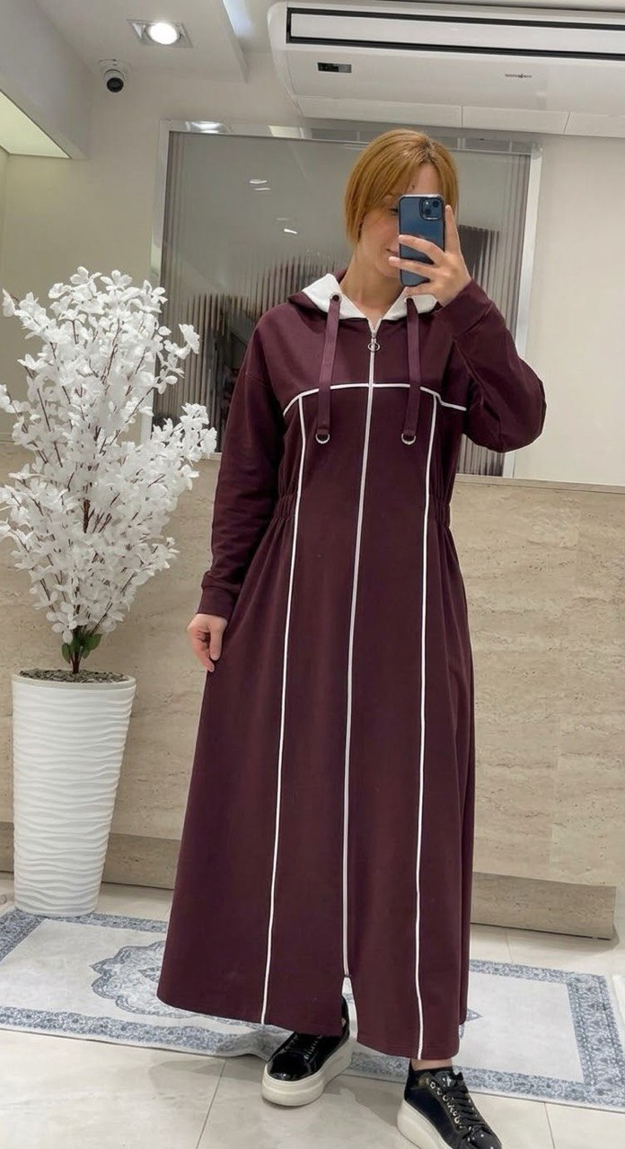 Full-Zip Hooded Cotton Dress