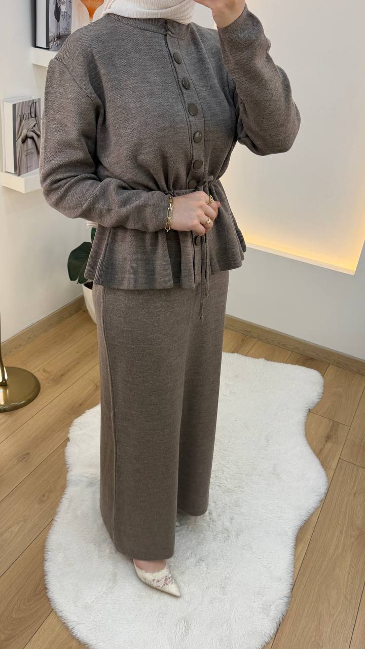 Cinched Peplum Knit Skirt Set