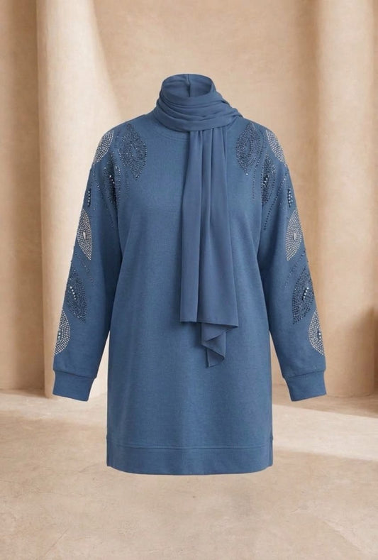 Leaf-Pearl Sleeve Blouse