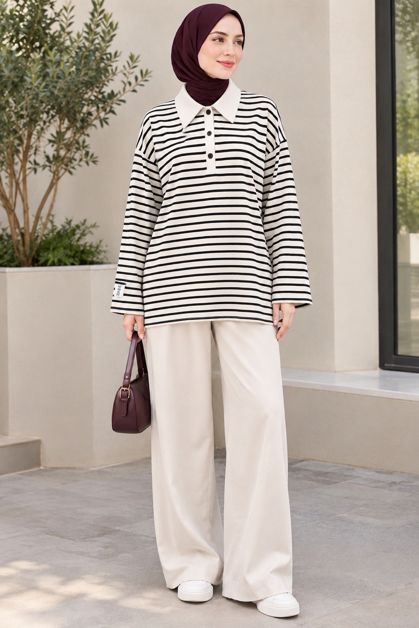 Casual Stripe Drop-Shoulder Top