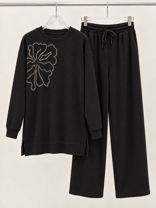 Oversized Elastic Waist Casual Pants
