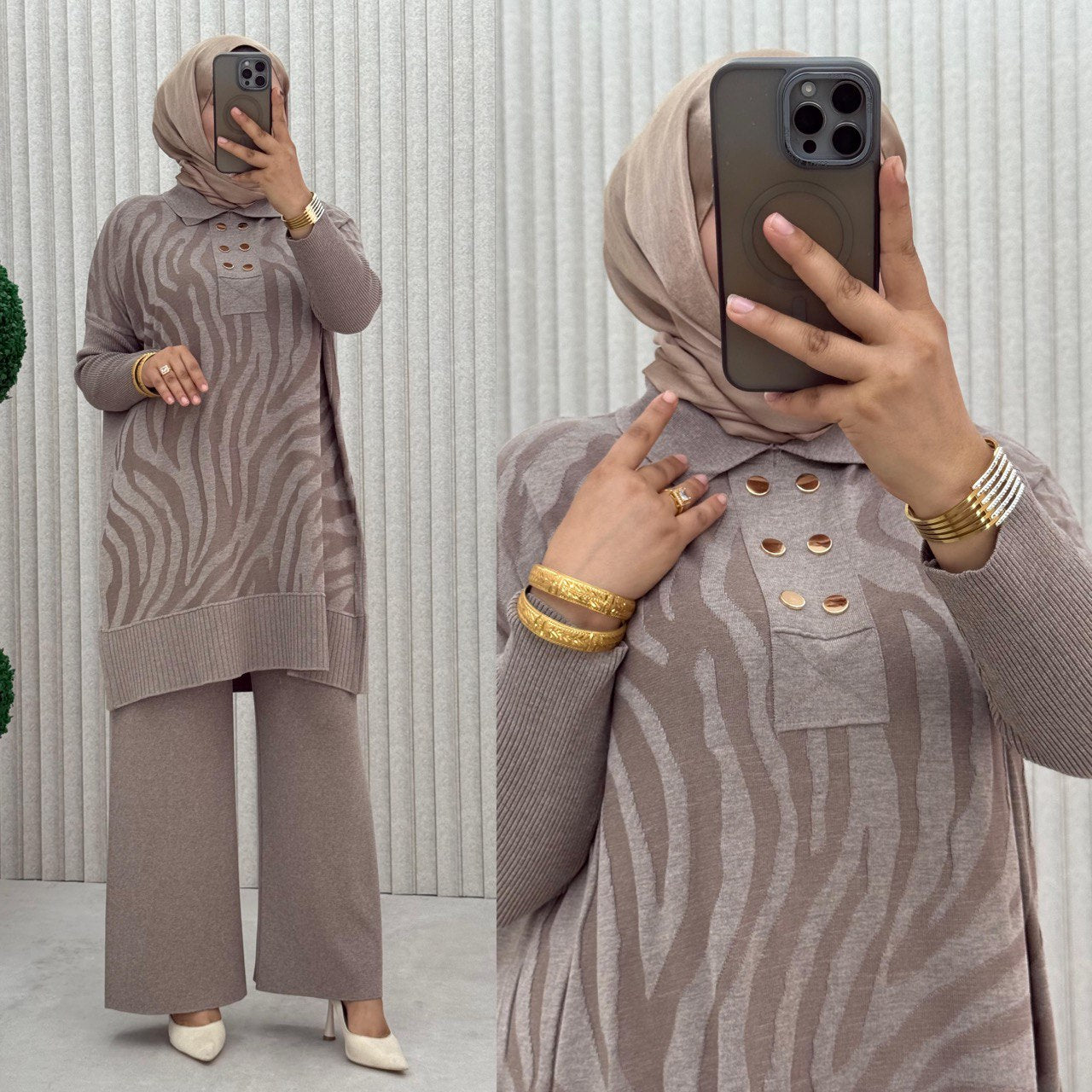 sweat shirt elegant avec boutons  et pentalon