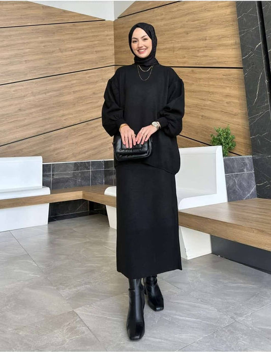 Soft knit Oversized Skirt Set