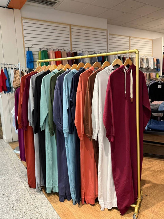 Long sleeve drawstring hooded sweatshirt dress