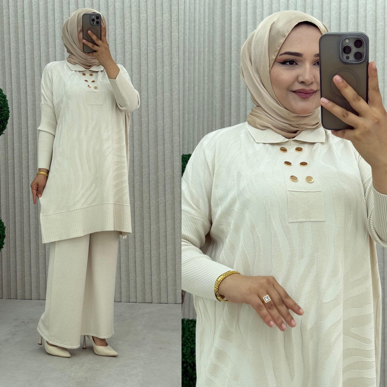 sweat shirt elegant avec boutons  et pentalon