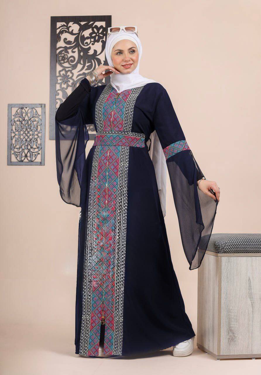 Navy Blue Palestinian Inspired Thobe