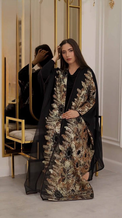 Amazing Embroidered Black Kimono /Abaya  ( Outer Piece onlyy )