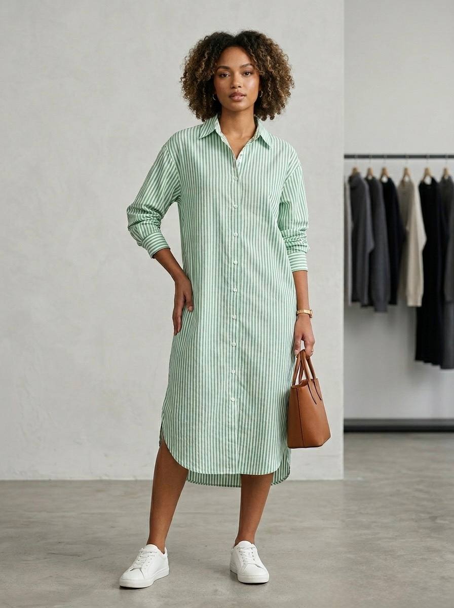Striped Midi Shirt Dress