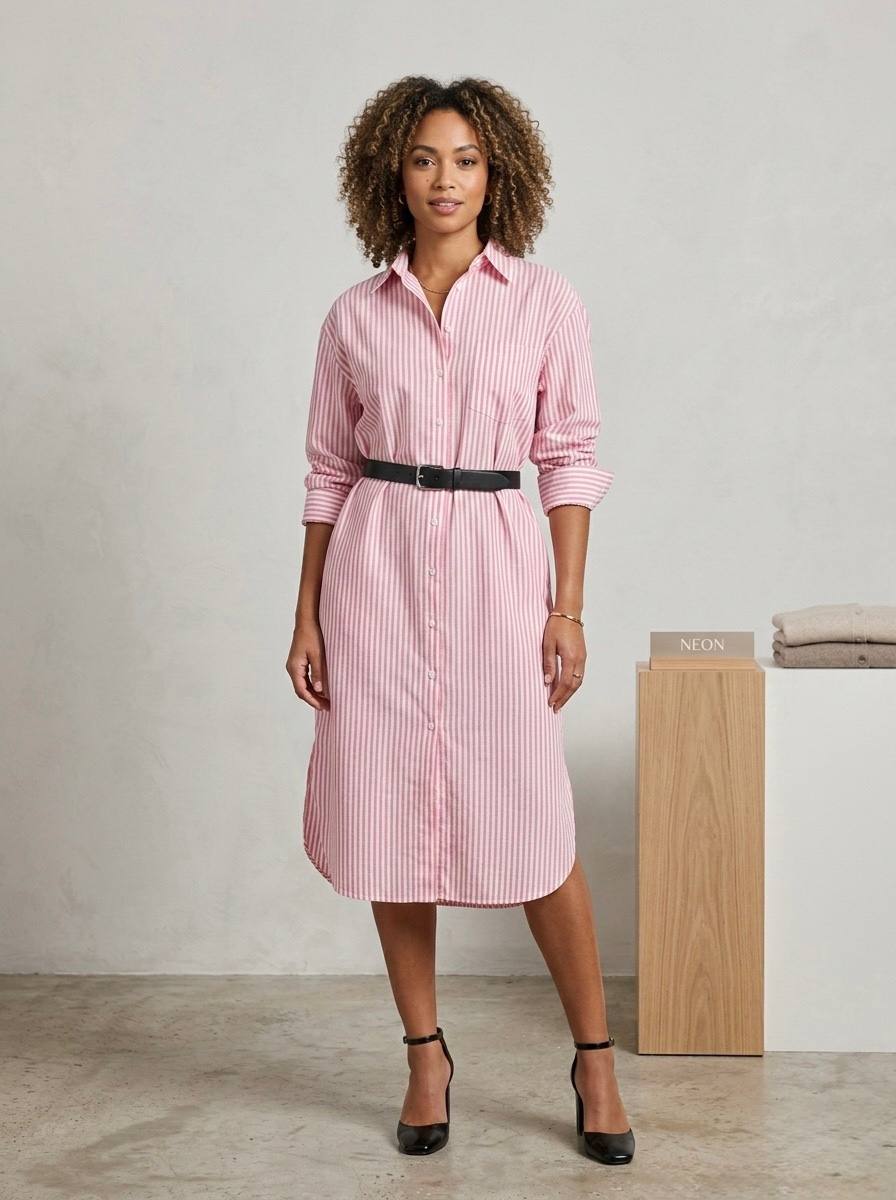 Striped Midi Shirt Dress