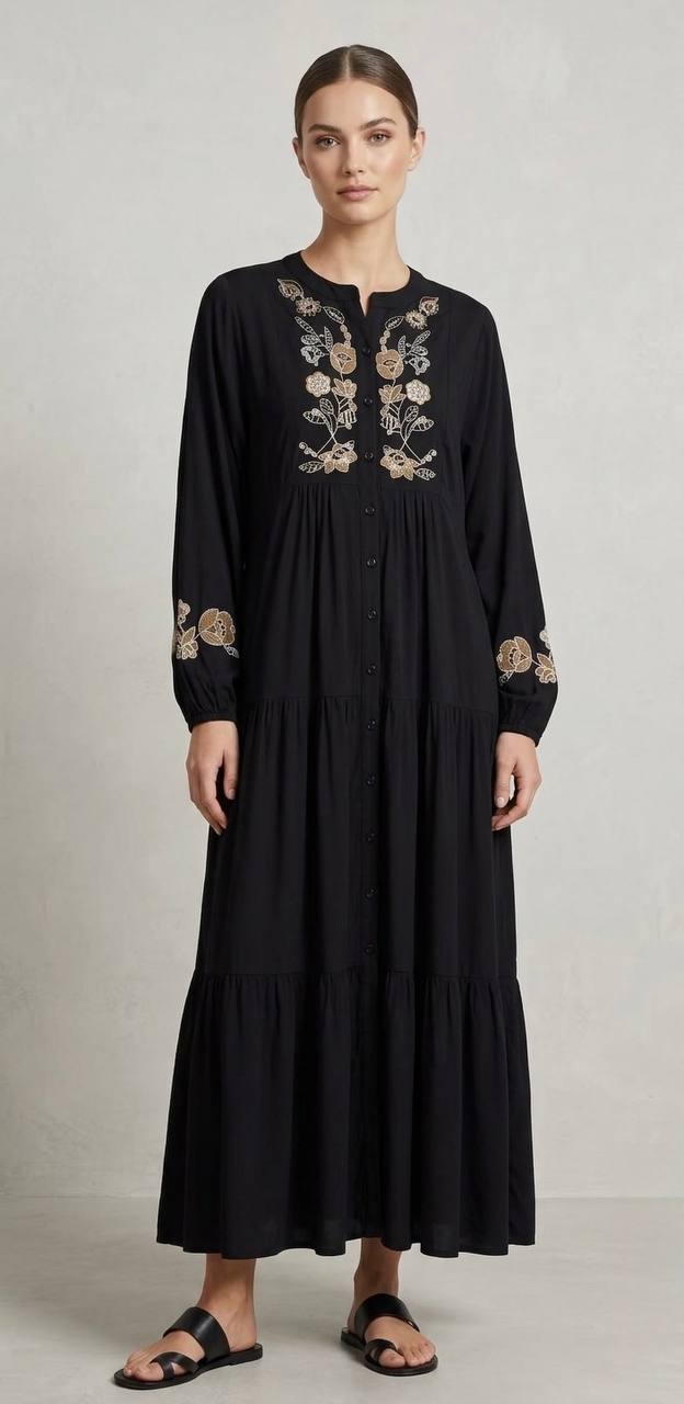 Boho chic long sleeve Embroidered Dress