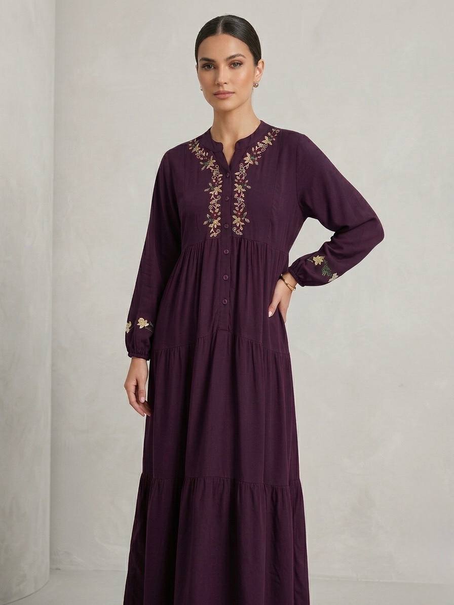 Boho chic long sleeve Embroidered Dress