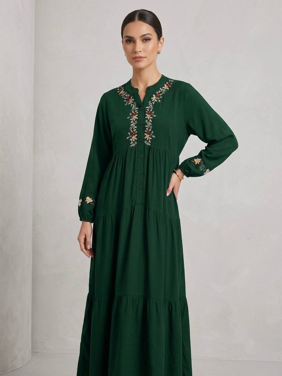 Boho chic long sleeve Embroidered Dress