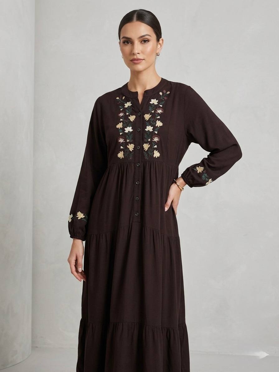 Boho chic long sleeve Embroidered Dress