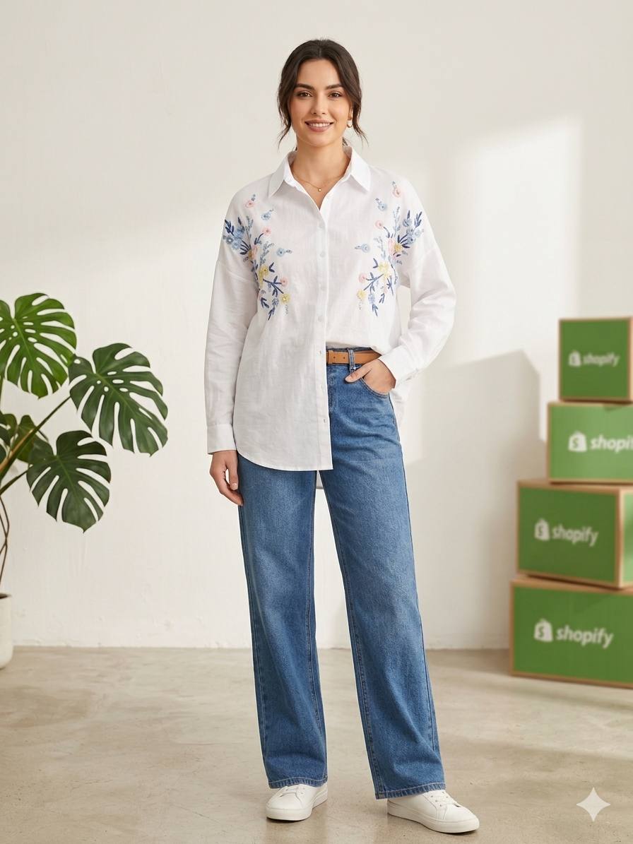 Over Sized Shirt with Floral Details