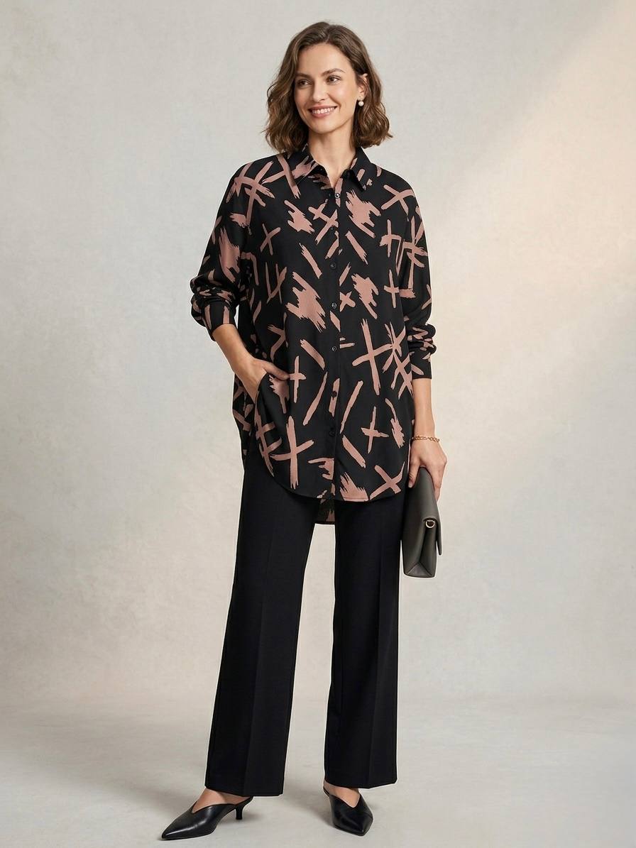 Tunic Long shirt with Graffiti pattern