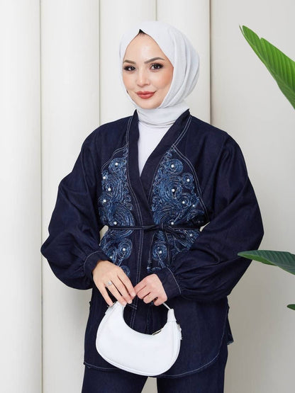 Embroidered Jeans Set(2-Piece)